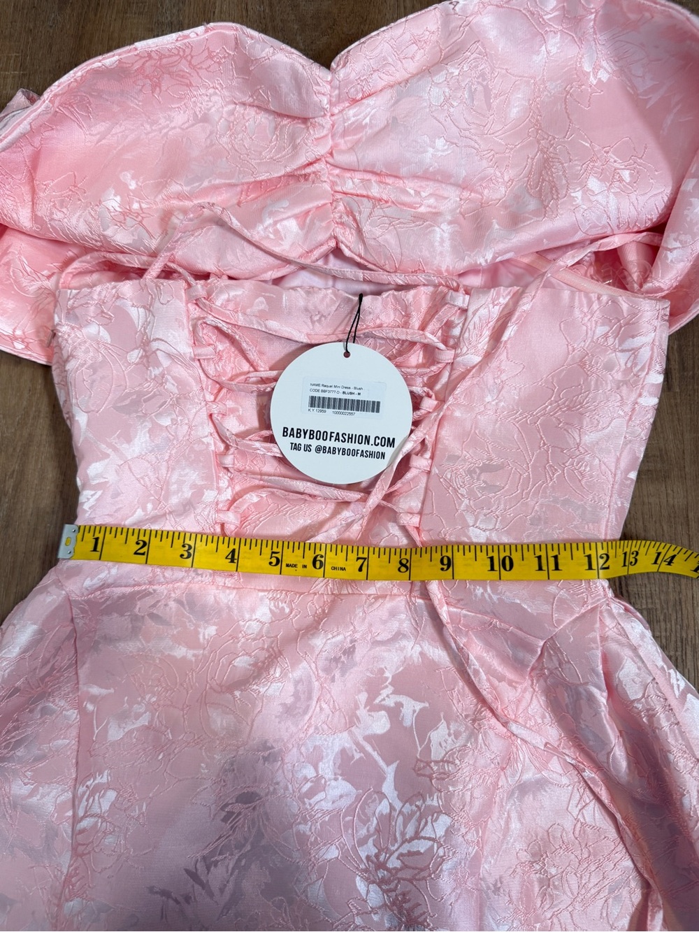 NWT Babyboo Raquel Mini Dress Pink Off the Shoulder Bow Coquette Feminine Soft M - Picture 5 of 10